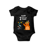 Cute Newborn Romper/Onesie for 1 Month | Custom Name & Style Options - BLACK - New Born (Chest 14")