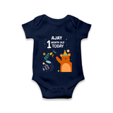Cute Newborn Romper/Onesie for 1 Month | Custom Name & Style Options - NAVY BLUE - New Born (Chest 14")