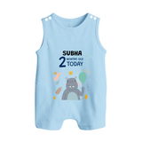 Cute Newborn Romper Suit/ Sleeveless Romper for 2 Month | Custom Name & Style Options - BABY BLUE - 0 - 5 Months Old (Chest 18")