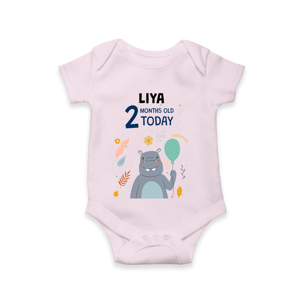 Commemorate your little one's 2nd month with a custom romper/onesie, personalized with their name! - BABY PINK - 0 - 3 Months Old (Chest 16")