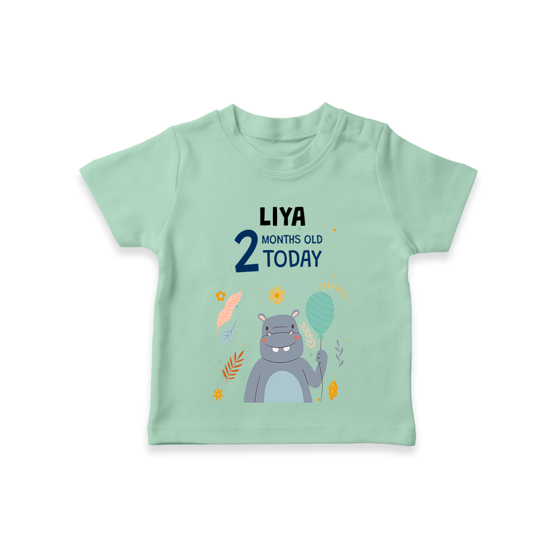 Commemorate your little one's 2nd month with a custom T-Shirt, personalized with their name! - MINT GREEN - 0 - 5 Months Old (Chest 17")