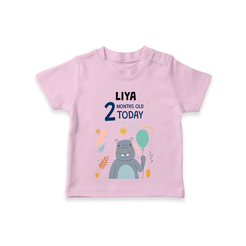 Commemorate your little one's 2nd month with a custom T-Shirt, personalized with their name! - PINK - 0 - 5 Months Old (Chest 17")