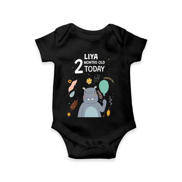 Commemorate your little one's 2nd month with a custom romper/onesie, personalized with their name! - BLACK - 0 - 3 Months Old (Chest 16")