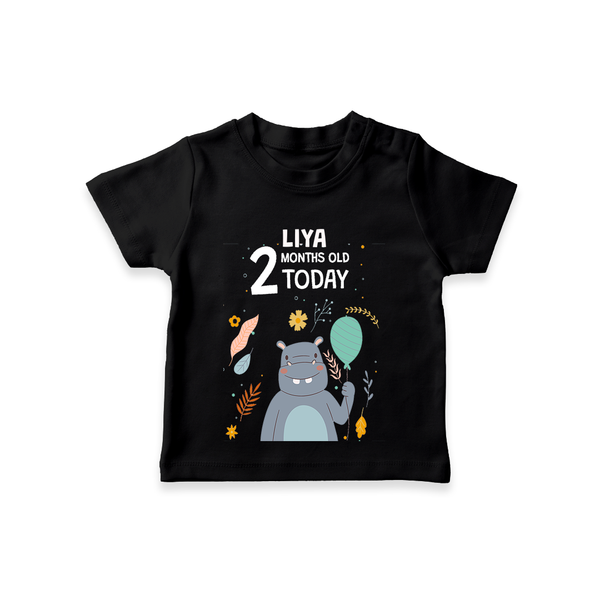 Commemorate your little one's 2nd month with a custom T-Shirt, personalized with their name! - BLACK - 0 - 5 Months Old (Chest 17")