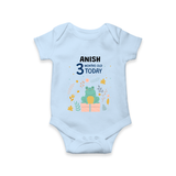 Cute Newborn Romper/Onesie for 3 Month | Custom Name & Style Options - BABY BLUE - New Born (Chest 14")
