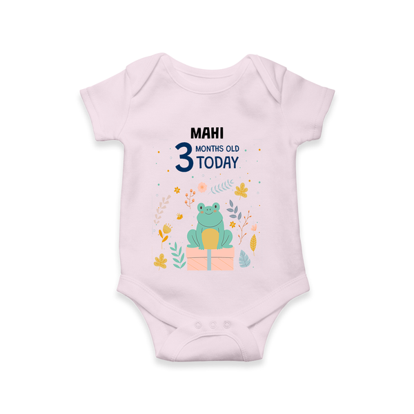 Commemorate your little one's 3rd month with a custom romper/onesie, personalized with their name! - BABY PINK - 0 - 3 Months Old (Chest 16")