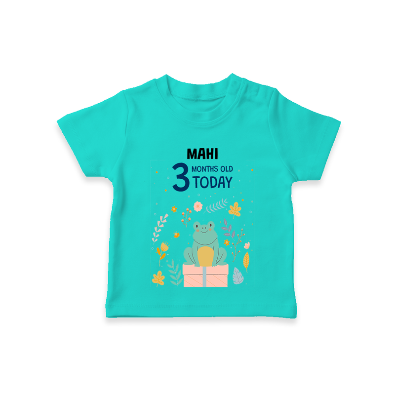 Commemorate your little one's 3rd month with a custom T-Shirt, personalized with their name! - TEAL - 0 - 5 Months Old (Chest 17")