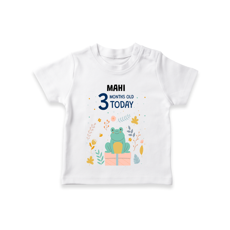 Commemorate your little one's 3rd month with a custom T-Shirt, personalized with their name! - WHITE - 0 - 5 Months Old (Chest 17")