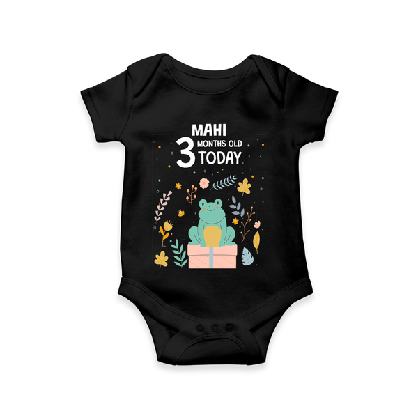Commemorate your little one's 3rd month with a custom romper/onesie, personalized with their name! - BLACK - 0 - 3 Months Old (Chest 16")