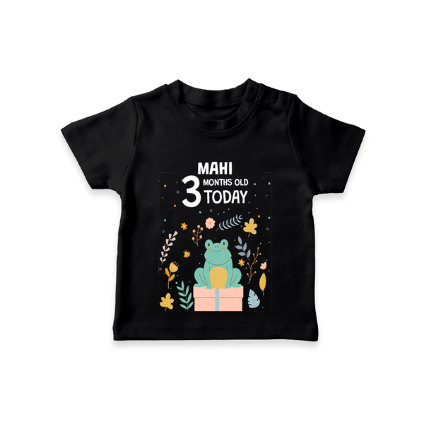 Commemorate your little one's 3rd month with a custom T-Shirt, personalized with their name! - BLACK - 0 - 5 Months Old (Chest 17")