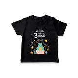 Cute Newborn T-Shirt for 3 Month | Custom Name & Style Options - BLACK - 0-5 Months Old (Chest 17")