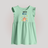 Cute Newborn Baby Frock for 4 Month | Custom Name & Style Options - MINT GREEN - 0 - 3 Months Old (Chest 17")