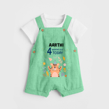 Cute Newborn Dungaree Set for 4 Month | Custom Name & Style Options - GREEN - 0 - 5 Months Old (Chest 18")
