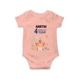 Cute Newborn Romper/Onesie for 4 Month | Custom Name & Style Options - PEACH - New Born (Chest 14")