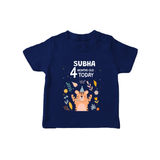 Cute Newborn T-Shirt for 4 Month | Custom Name & Style Options - NAVY BLUE - 0-5 Months Old (Chest 17")