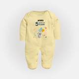 Cute Newborn Full Sleeve Bodysuit/ Sleep Suit/ Jumpsuit for 5 Month | Custom Name & Style Options - PASTEL YELLOW - New Born (Chest 7.5")