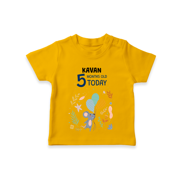 Commemorate your little one's 5th month with a custom T-Shirt, personalized with their name! - CHROME YELLOW - 0 - 5 Months Old (Chest 17")