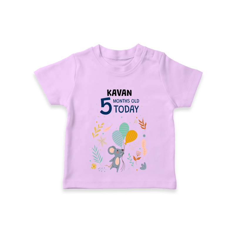 Commemorate your little one's 5th month with a custom T-Shirt, personalized with their name! - LILAC - 0 - 5 Months Old (Chest 17")