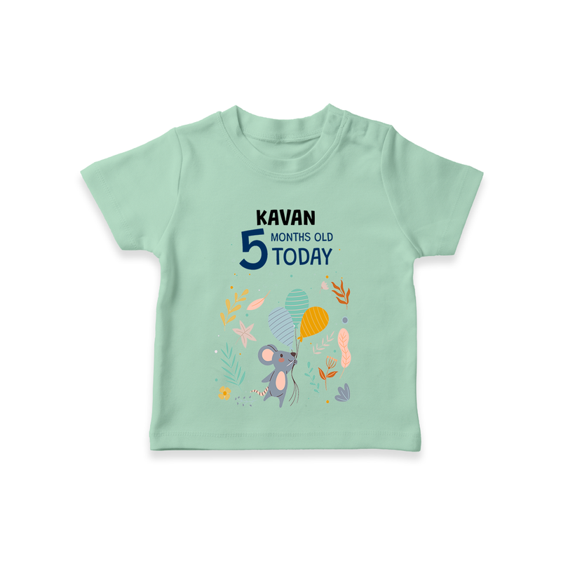 Commemorate your little one's 5th month with a custom T-Shirt, personalized with their name! - MINT GREEN - 0 - 5 Months Old (Chest 17")