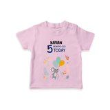 Commemorate your little one's 5th month with a custom T-Shirt, personalized with their name! - PINK - 0 - 5 Months Old (Chest 17")