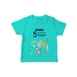 Commemorate your little one's 5th month with a custom T-Shirt, personalized with their name! - TEAL - 0 - 5 Months Old (Chest 17")