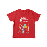 Commemorate your little one's 5th month with a custom T-Shirt, personalized with their name! - RED - 0 - 5 Months Old (Chest 17")