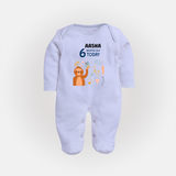 Cute Newborn Full Sleeve Bodysuit/ Sleep Suit/ Jumpsuit for 6 Month | Custom Name & Style Options - BABY BLUE - New Born (Chest 7.5")