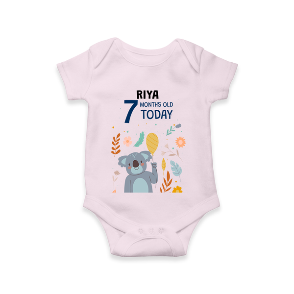 Commemorate your little one's 7th month with a custom romper/onesie, personalized with their name! - BABY PINK - 0 - 3 Months Old (Chest 16")
