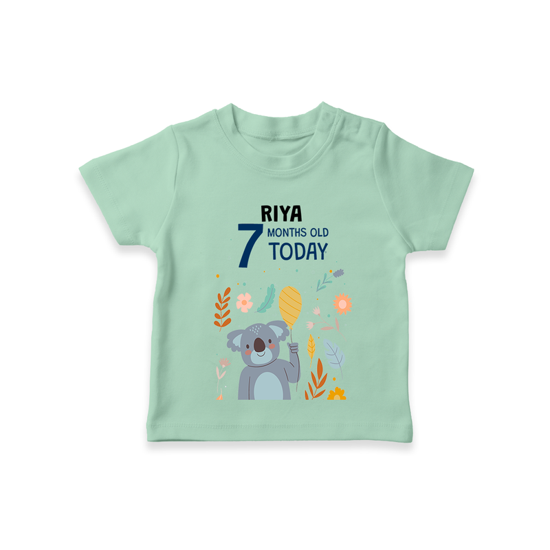 Commemorate your little one's 7th month with a custom T-Shirt, personalized with their name! - MINT GREEN - 0 - 5 Months Old (Chest 17")