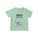 Cute Newborn T-Shirt for 7 Month | Custom Name & Style Options - MINT GREEN - 0-5 Months Old (Chest 17")