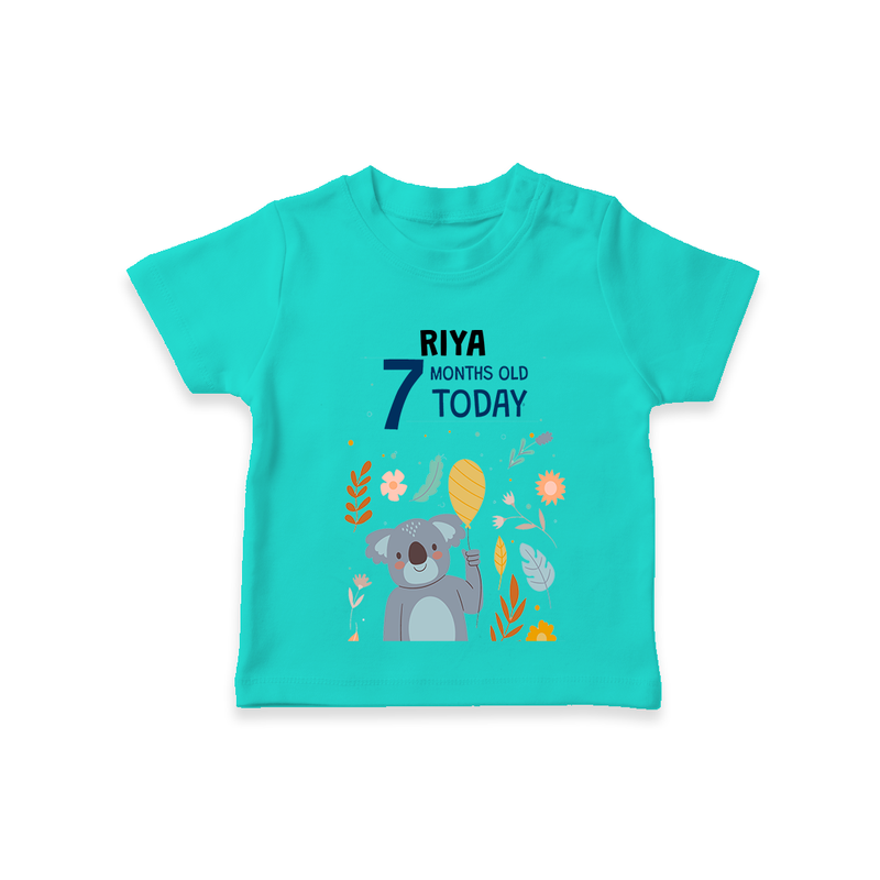 Commemorate your little one's 7th month with a custom T-Shirt, personalized with their name! - TEAL - 0 - 5 Months Old (Chest 17")