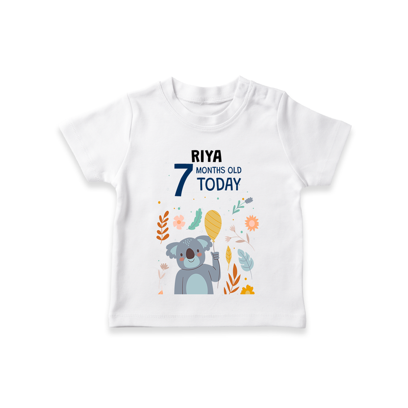 Commemorate your little one's 7th month with a custom T-Shirt, personalized with their name! - WHITE - 0 - 5 Months Old (Chest 17")