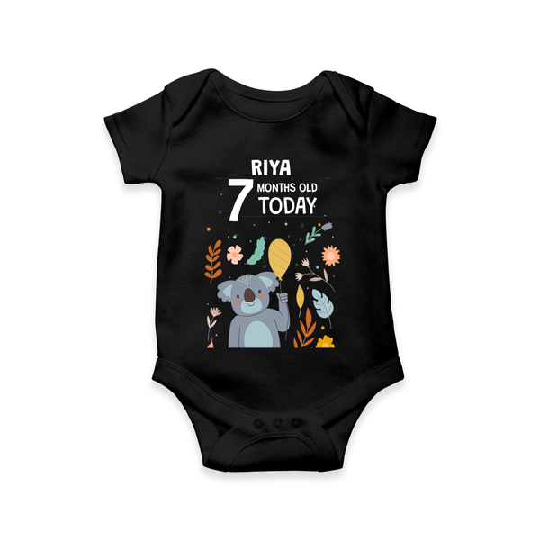 Commemorate your little one's 7th month with a custom romper/onesie, personalized with their name! - BLACK - 0 - 3 Months Old (Chest 16")
