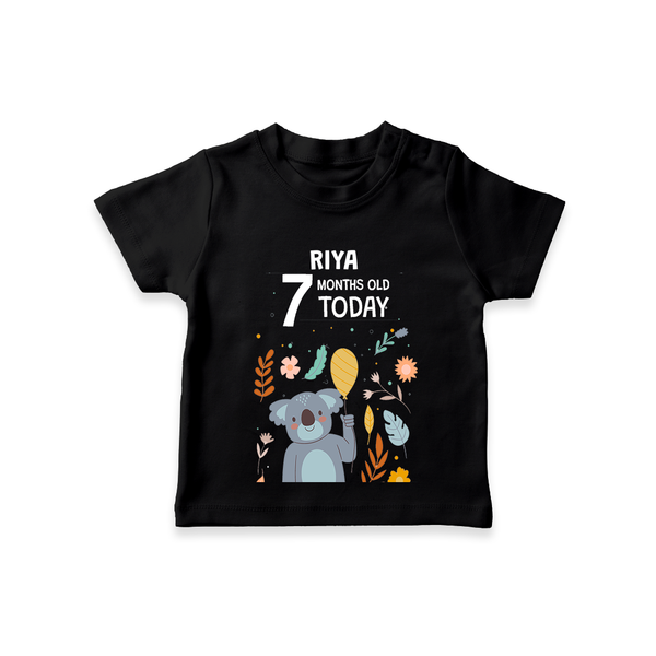 Commemorate your little one's 7th month with a custom T-Shirt, personalized with their name! - BLACK - 0 - 5 Months Old (Chest 17")