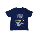Cute Newborn T-Shirt for 7 Month | Custom Name & Style Options - NAVY BLUE - 0-5 Months Old (Chest 17")