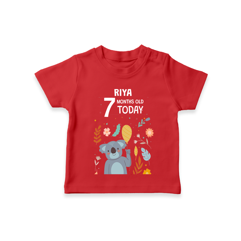 Commemorate your little one's 7th month with a custom T-Shirt, personalized with their name! - RED - 0 - 5 Months Old (Chest 17")