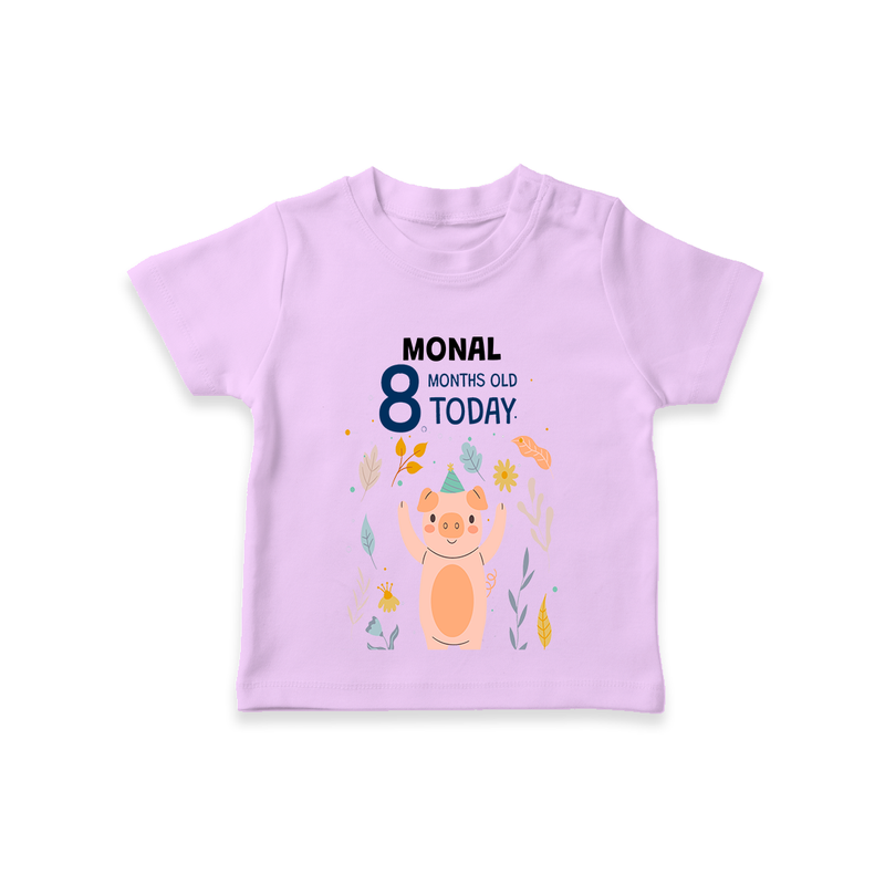Commemorate your little one's 8th month with a custom T-Shirt, personalized with their name! - LILAC - 0 - 5 Months Old (Chest 17")