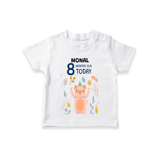 Commemorate your little one's 8th month with a custom T-Shirt, personalized with their name! - WHITE - 0 - 5 Months Old (Chest 17")