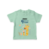 Commemorate your little one's 9th month with a custom T-Shirt, personalized with their name! - MINT GREEN - 0 - 5 Months Old (Chest 17")