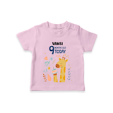 Commemorate your little one's 9th month with a custom T-Shirt, personalized with their name! - PINK - 0 - 5 Months Old (Chest 17")