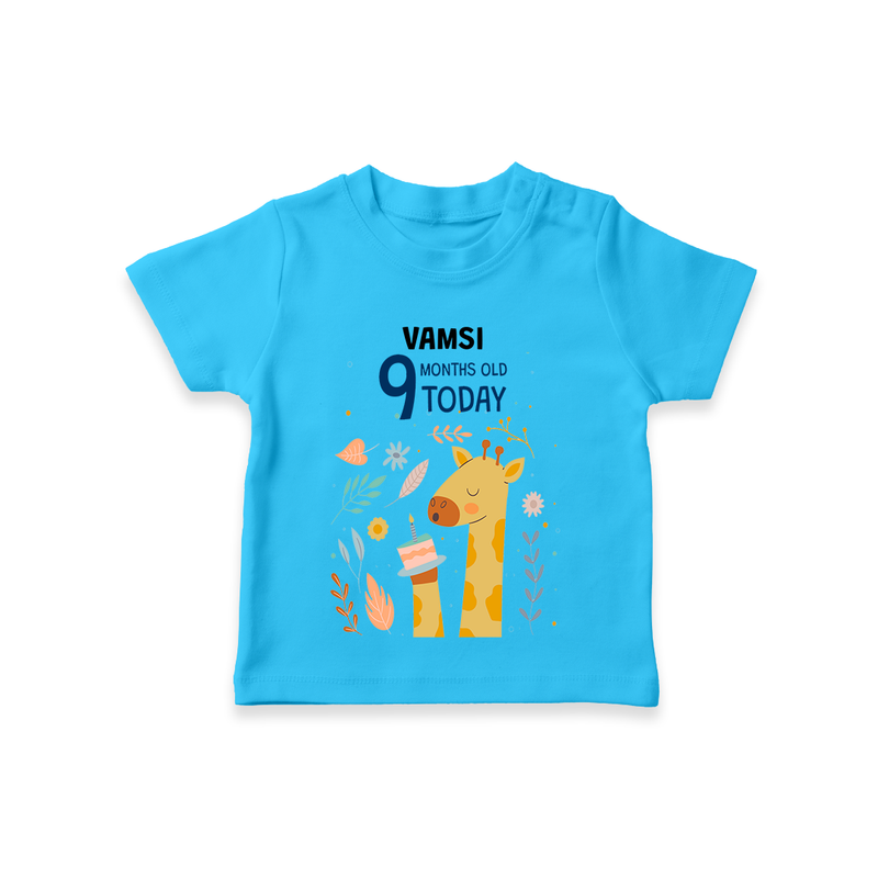 Commemorate your little one's 9th month with a custom T-Shirt, personalized with their name! - SKY BLUE - 0 - 5 Months Old (Chest 17")