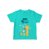 Commemorate your little one's 9th month with a custom T-Shirt, personalized with their name! - TEAL - 0 - 5 Months Old (Chest 17")