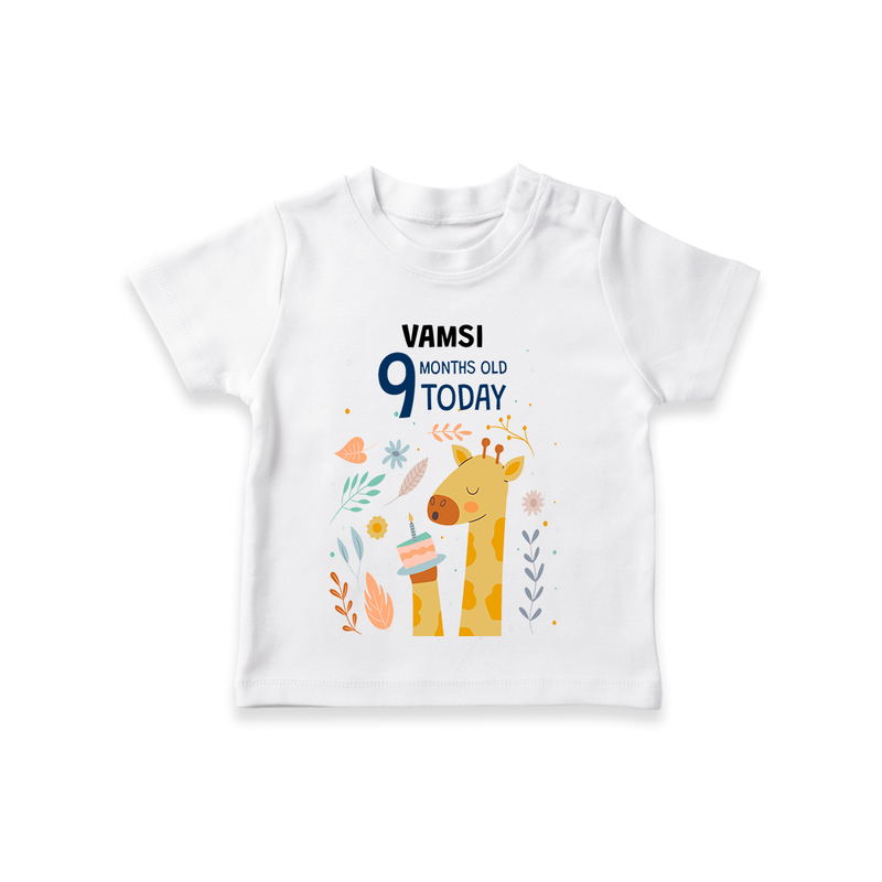 Commemorate your little one's 9th month with a custom T-Shirt, personalized with their name! - WHITE - 0 - 5 Months Old (Chest 17")