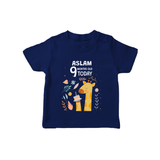 Cute Newborn T-Shirt for 9 Month | Custom Name & Style Options - NAVY BLUE - 0-5 Months Old (Chest 17")