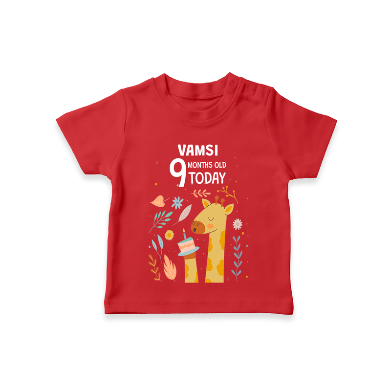 Commemorate your little one's 9th month with a custom T-Shirt, personalized with their name! - RED - 0 - 5 Months Old (Chest 17")