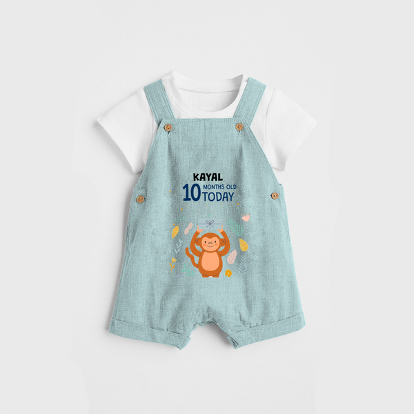 Commemorate your little one's 10th month with a custom Dungaree set, personalized with their name! - ARCTIC BLUE - 0 - 5 Months Old (Chest 17")
