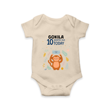 Cute Newborn Romper/Onesie for 10 Month | Custom Name & Style Options - IVORY - New Born (Chest 14")