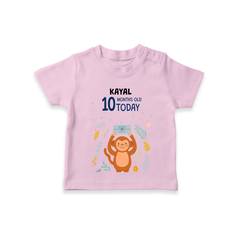 Commemorate your little one's 10th month with a custom T-Shirt, personalized with their name! - PINK - 0 - 5 Months Old (Chest 17")