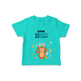 Commemorate your little one's 10th month with a custom T-Shirt, personalized with their name! - TEAL - 0 - 5 Months Old (Chest 17")
