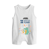 Cute Newborn Romper Suit/ Sleeveless Romper for 11 Month | Custom Name & Style Options - WHITE - 0 - 5 Months Old (Chest 18")